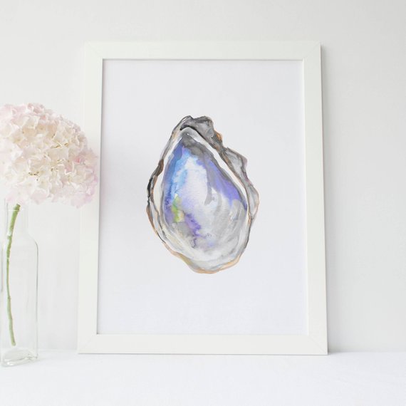 570x570 Oyster Pearl Watercolor Shell Printable Beach Art Etsy