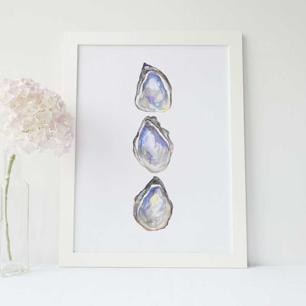 1024x1024 Watercolor Pearl Oyster Wall Art Digital Print Jetty Home