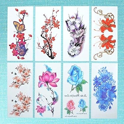 500x500 Watercolor Sheets 8 Sheets Watercolor Temporary Tattoo Plum Lotus