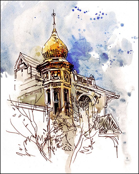 570x714 Collection Of Watercolor Over Ink Drawing High Quality, Free