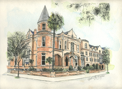 400x291 Mansion On Forsyth Park Pen Amp Ink With Watercolor Washes Flyoung