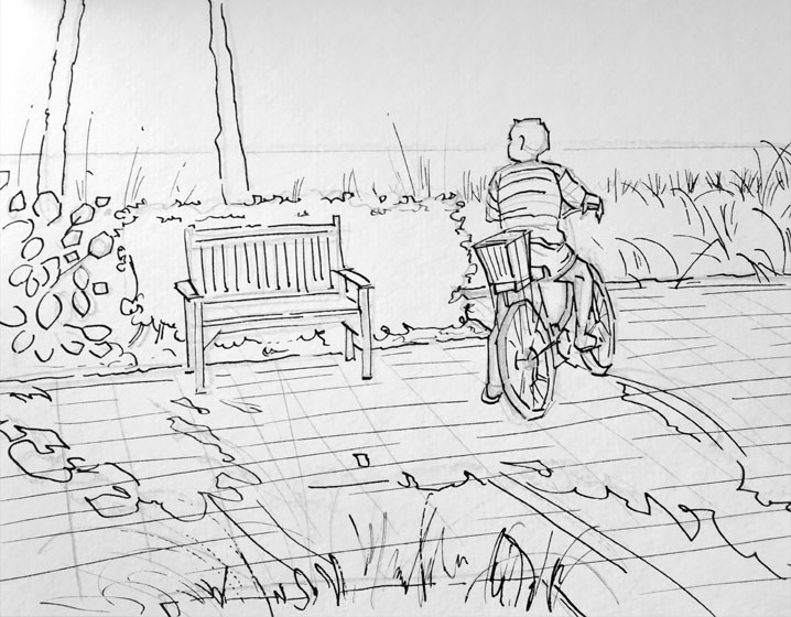 718x560 Seaview Pen And Ink With Watercolor