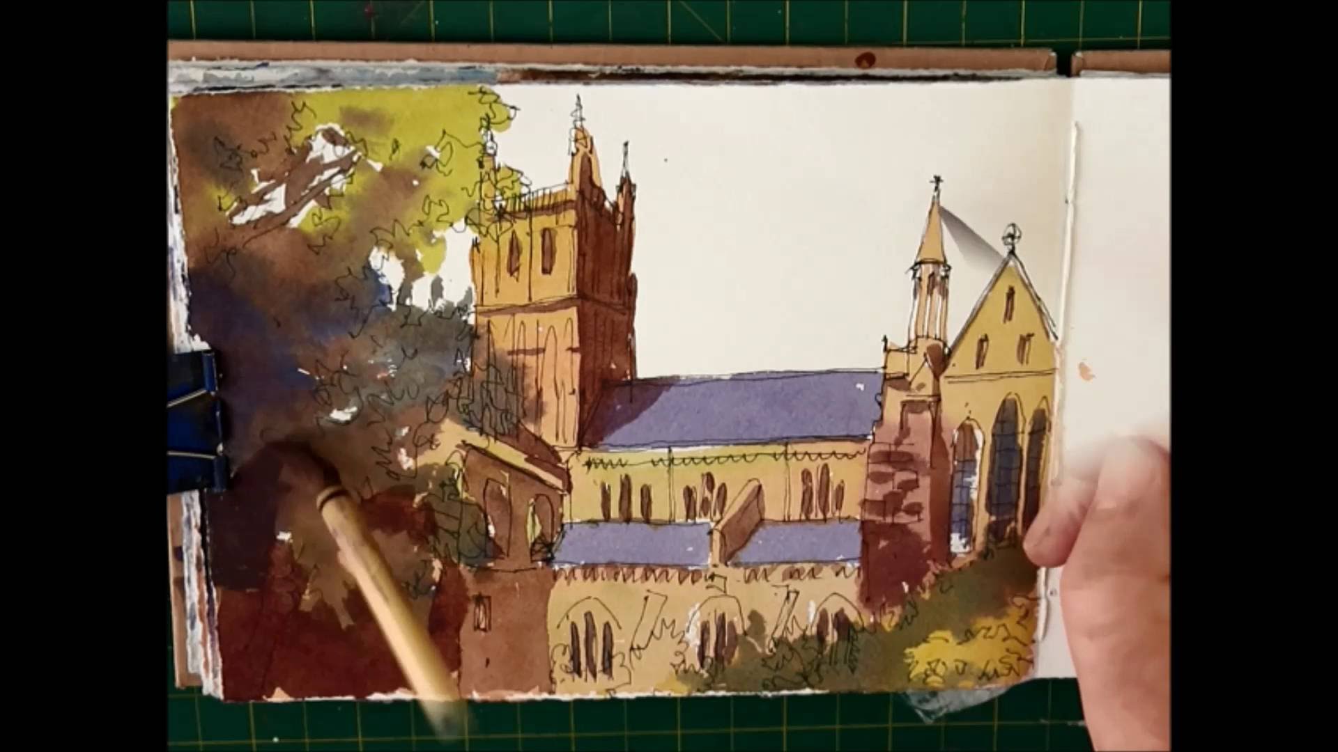 1920x1080 Pen And Ink Watercolour Sketching Easy Building Watercolour