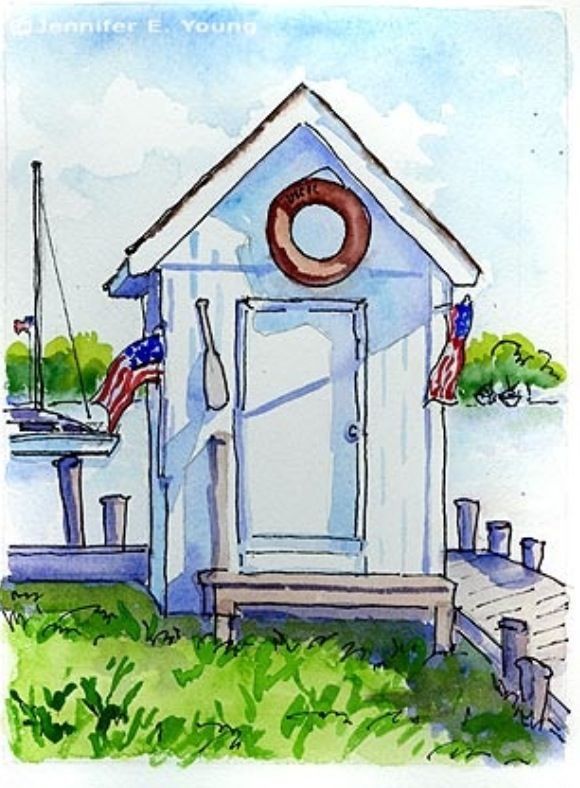 580x788 Pen Ink Watercolor Paintings