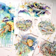 236x236 Little Camper Love,mini Painting,watercolor Illustration,pen And