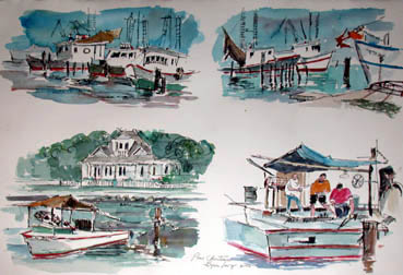 369x252 Presents Byron Levy Pen, Ink And Watercolor Sketches.