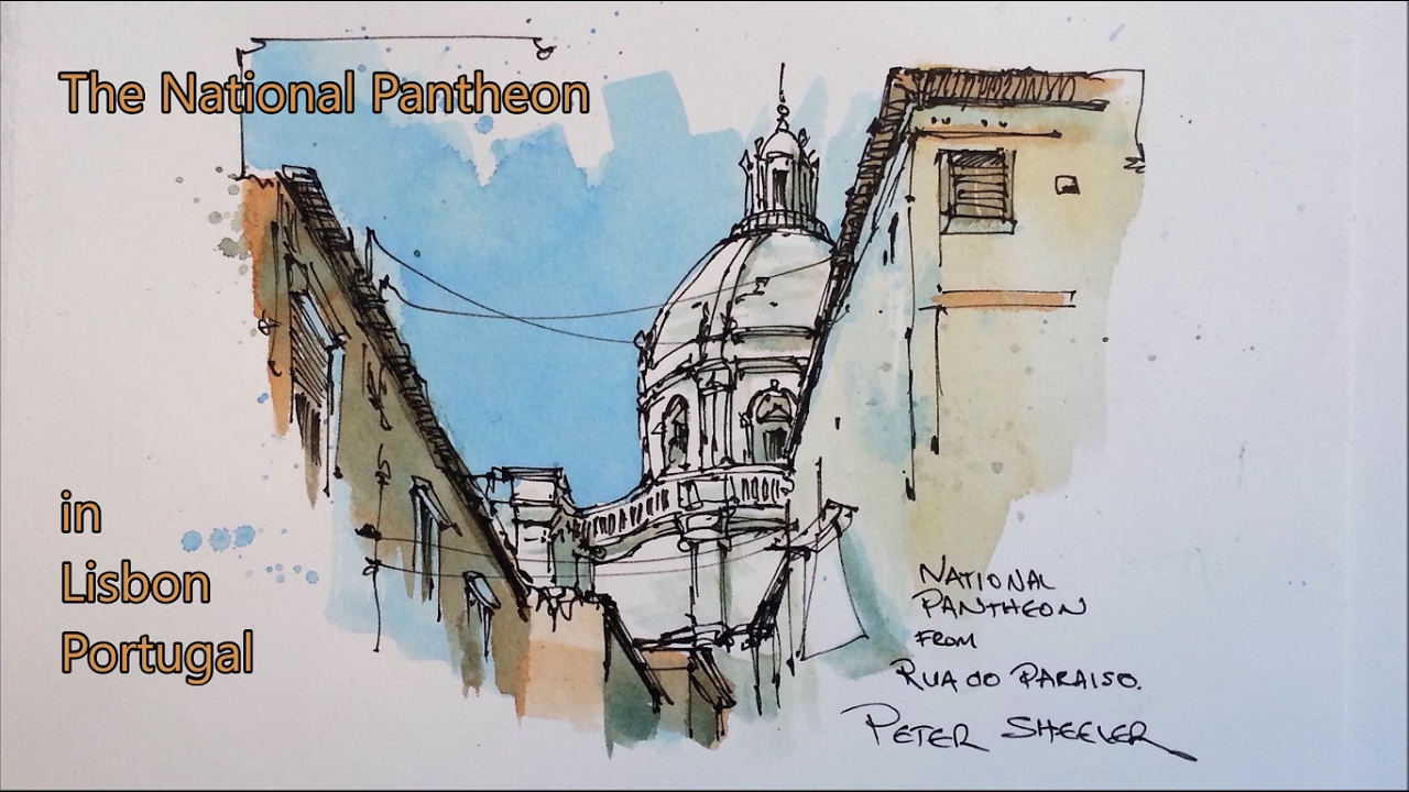 1280x720 Pen And Wash, Urban Sketch Style Watercolor Demonstration