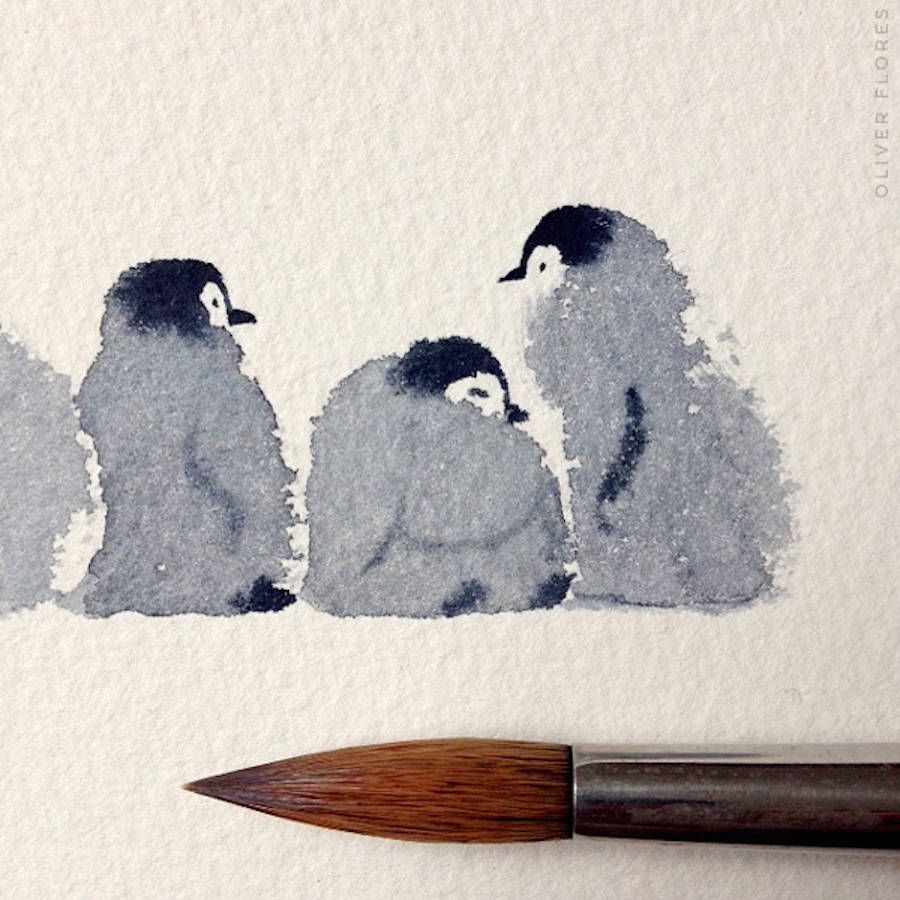 900x900 Cute Penguins Watercolor Water Color Penguin