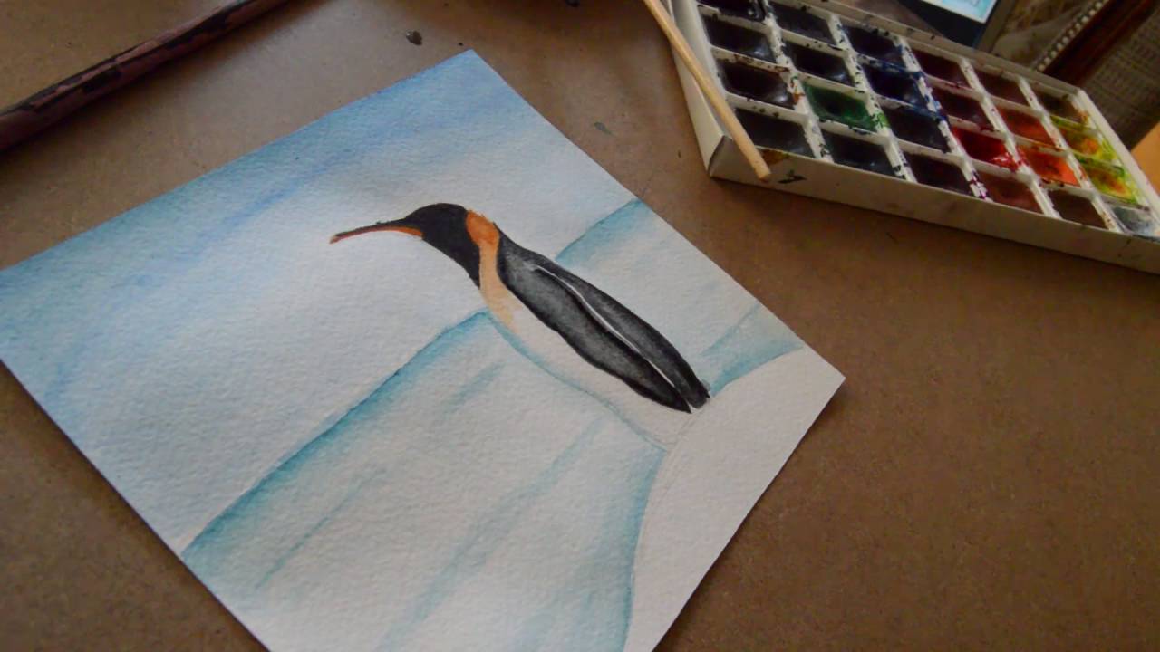 1280x720 Easy Penguin Painting With Watercolor For Beginners
