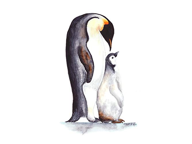667x500 Dad And Baby Penguin Watercolor Art Nursery Wall Art