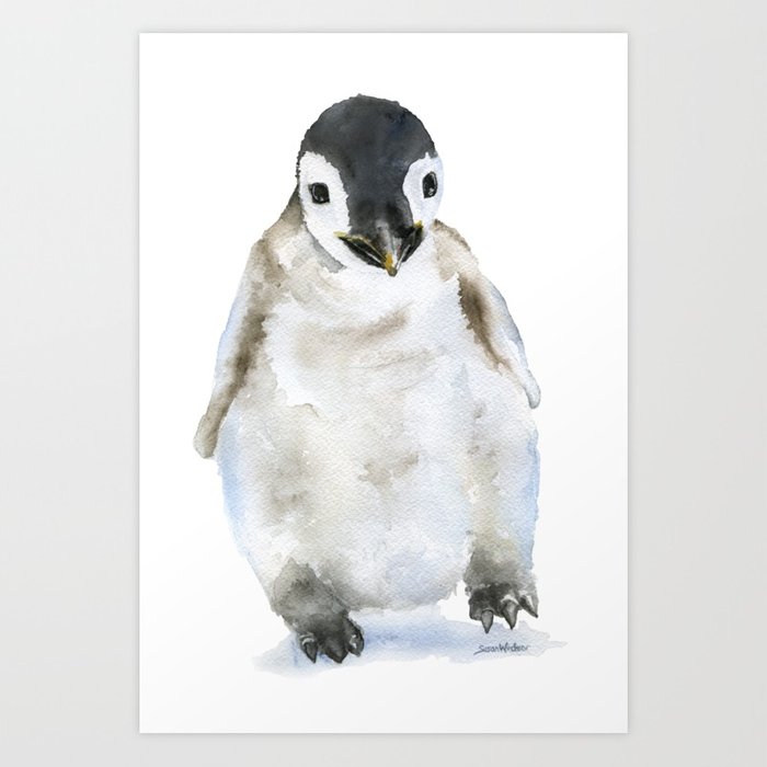 700x700 Baby Penguin Watercolor Art Print By Susanwindsor Society6