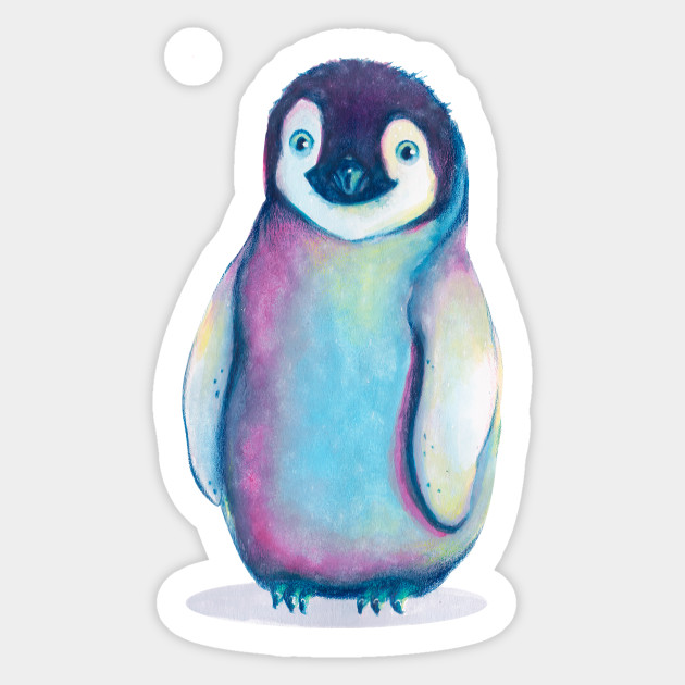 630x630 Colorful Chubby Penguin, Watercolor Art