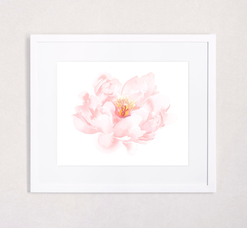 1000x924 Blush Fading Peony Watercolor Art Print Julie Song Ink