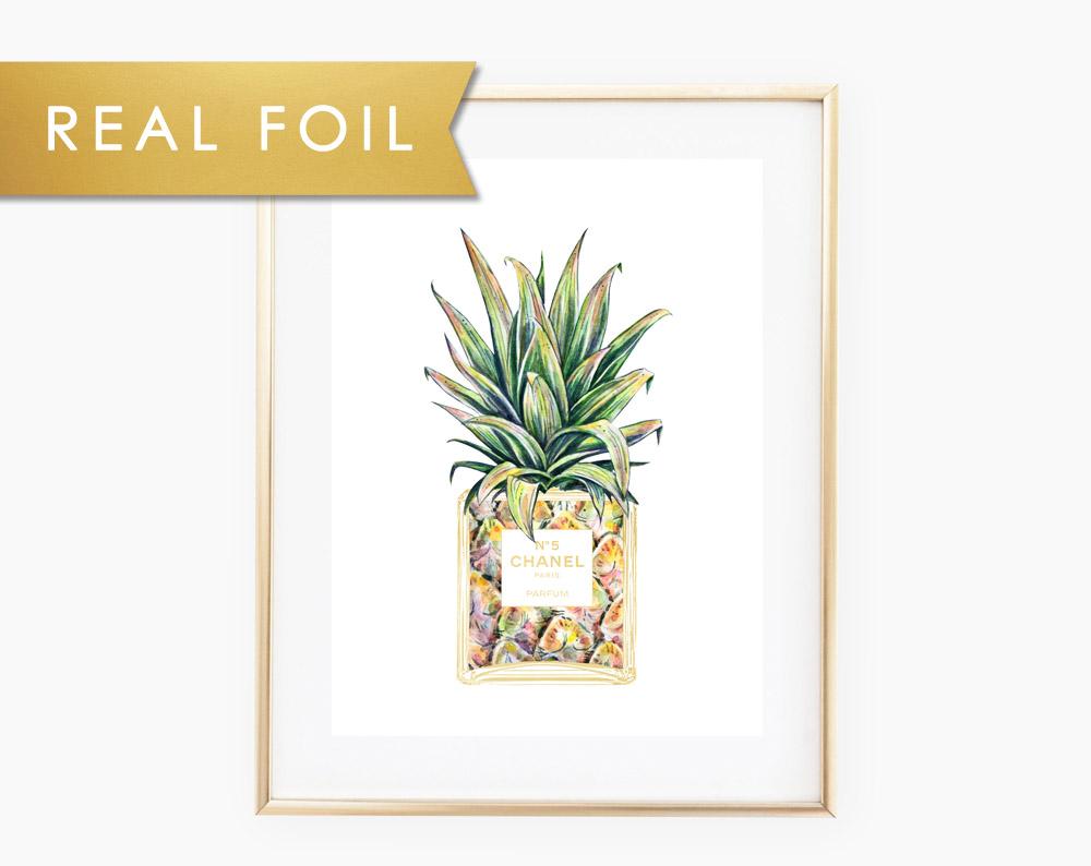 1000x794 Chanel No. 5 Perfume Bottle With Pineapple Watercolor Print