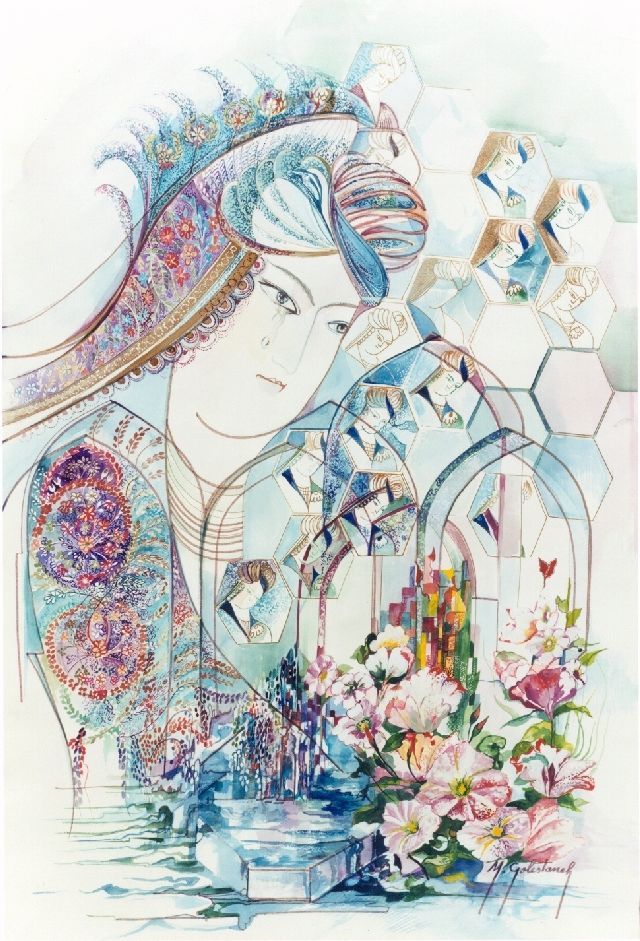 640x941 Persian Watercolor Painting Mahmehr Golestaneh Iran Arts