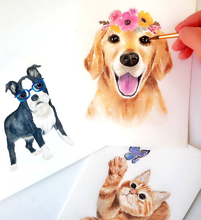 690x754 Custom Pet Portrait, Dog Portrait, Cat By Breezy Bird Goodies