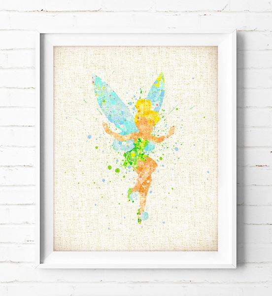 552x600 Wish Tinker Bell Poster Peter Pan Art Print Princess Watercolor