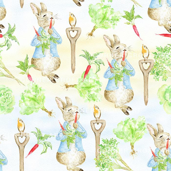 700x700 Watercolor Pattern Cumbria Rabbit Inspired By The Tale Of Peter