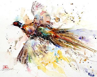 340x270 Pheasant Watercolor Etsy