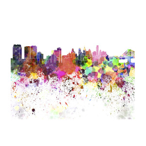 300x300 Philadelphia Skyline In Watercolor On White Background Painting By