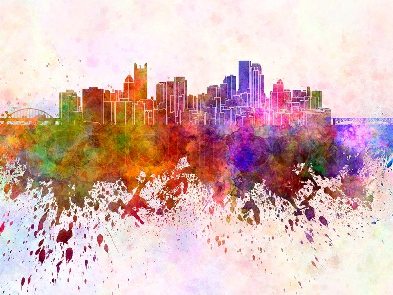 800x600 Pittsburgh Skyline In Watercolor Background Stock Photo Colourbox