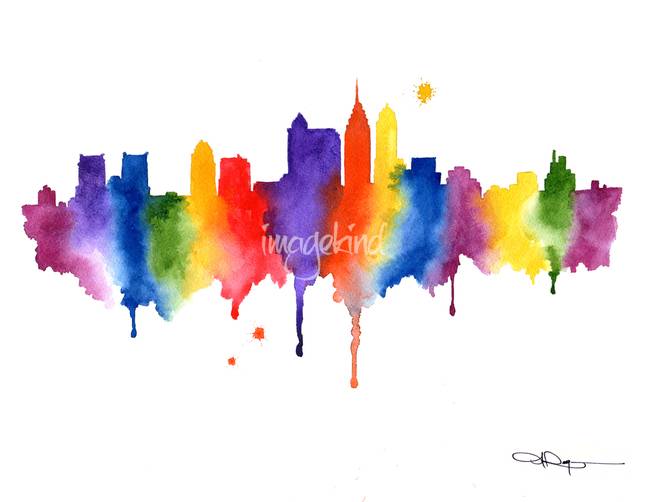 650x502 Stunning Philadelphia Skyline Watercolor Painting Reproductions
