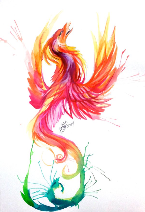 600x874 Phoenix Watercolor Design By Lucky978