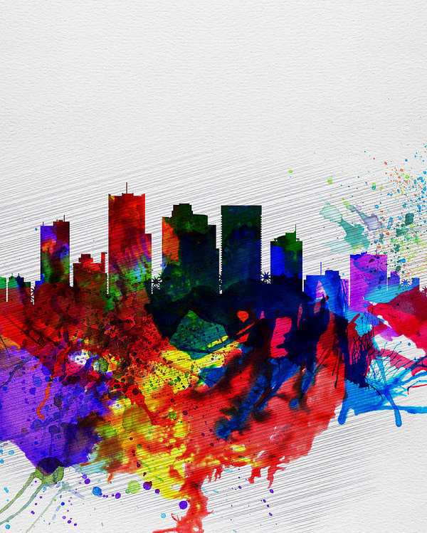 600x749 Phoenix Watercolor Skyline 2 Poster By Naxart Studio