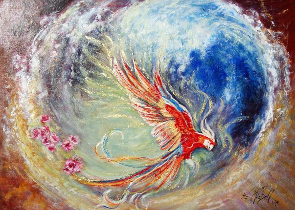 603x430 La Naissance Du Phoenix By Zet Michell, 2016 Painting Artsper
