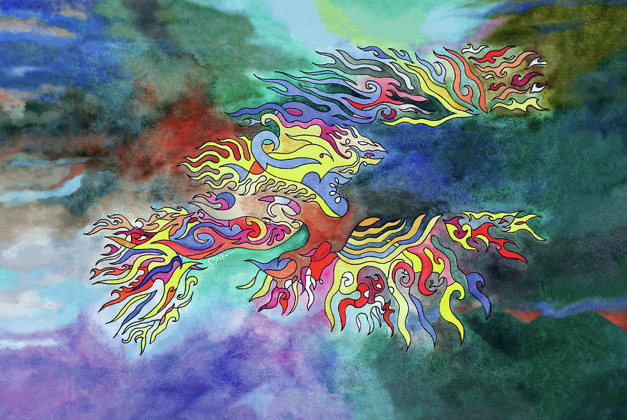 900x604 Phoenix Rising Watercolor Painting By Miko At The Love Art Shop