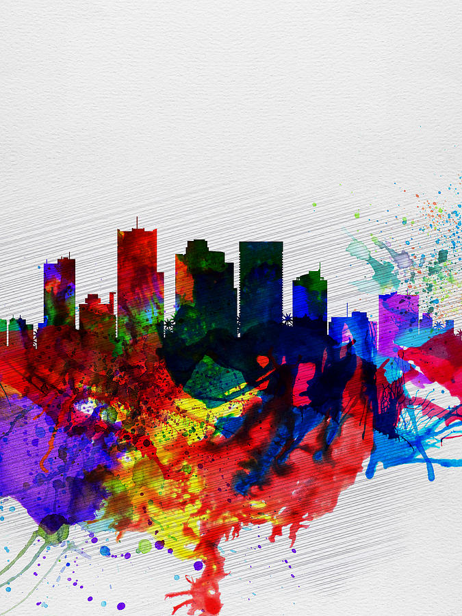 675x900 Phoenix Watercolor Skyline 2 Painting By Naxart Studio
