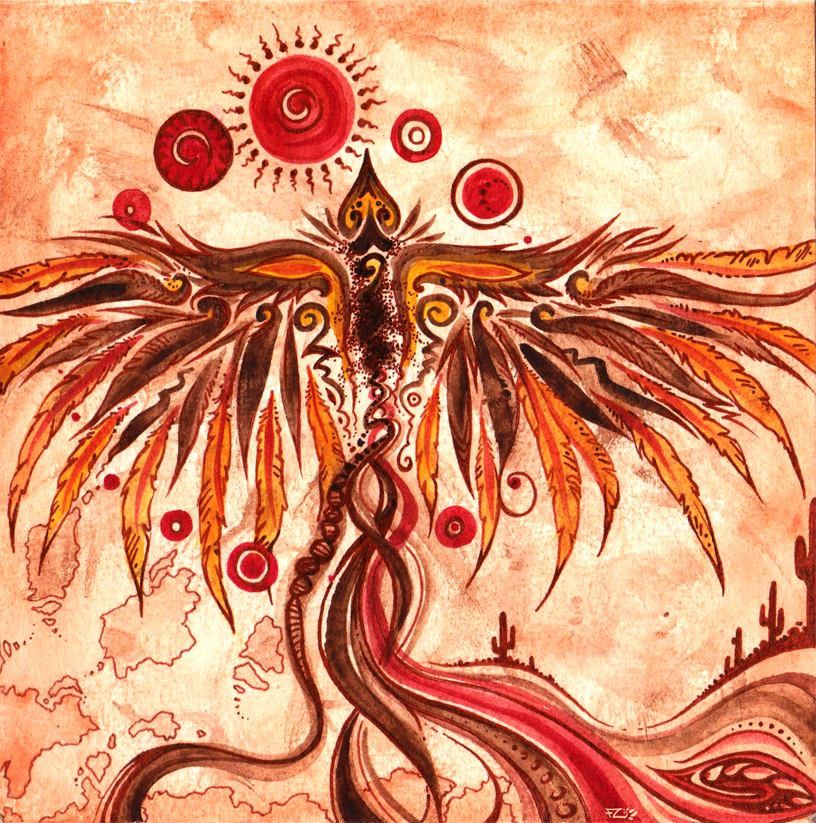 816x823 Phoenix In Watercolor