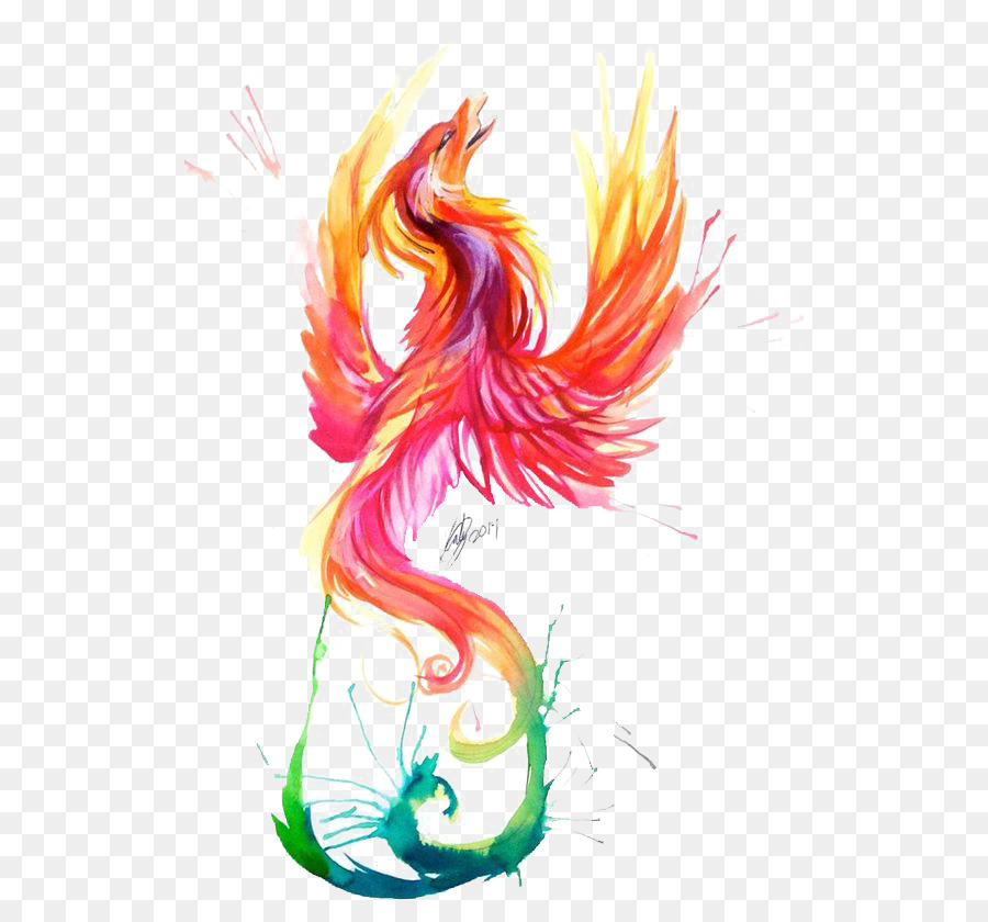 900x840 Watercolor Painting Phoenix Tattoo Firebird
