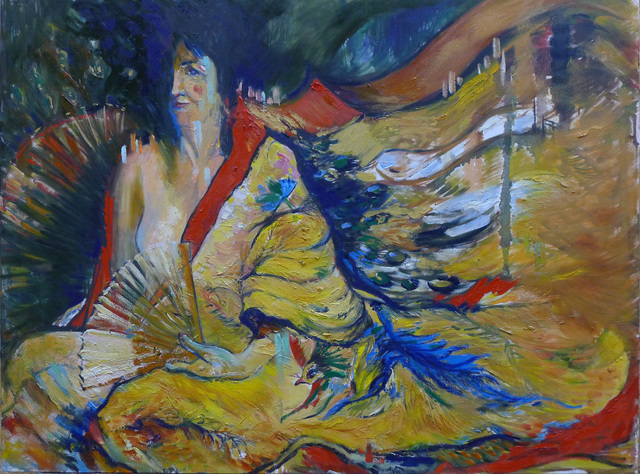 640x474 Yuming Zhu Artwork Quartet Phoenix Beauty Cello And Swan