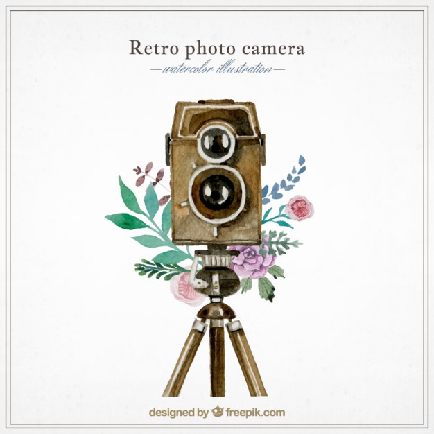 626x626 Watercolor Retro Photography Camera Vector Free Download