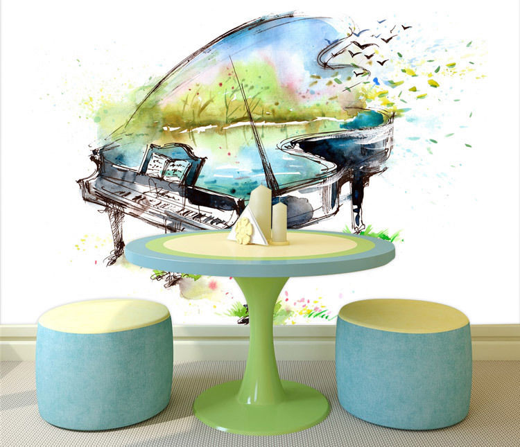 750x645 Piano Watercolor Painting Full Wall Mural Photo Wallpaper Print