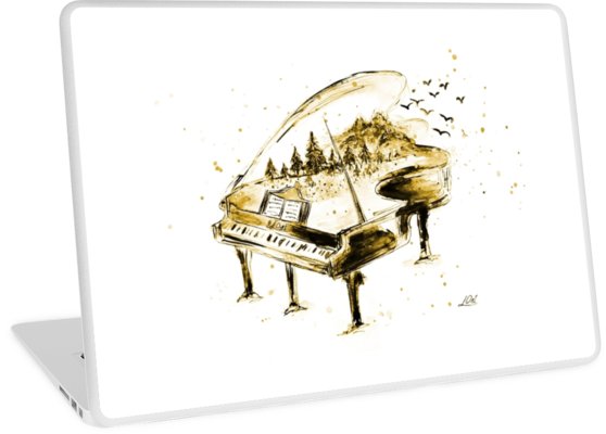 558x400 Piano, Watercolor Laptop Skins By Luba Ost Redbubble