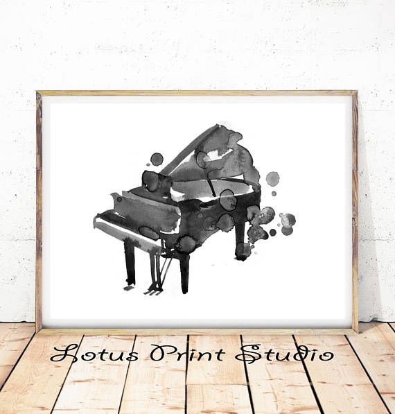 570x597 Piano Print Abstract Watercolour Painting Black Amp White Wall