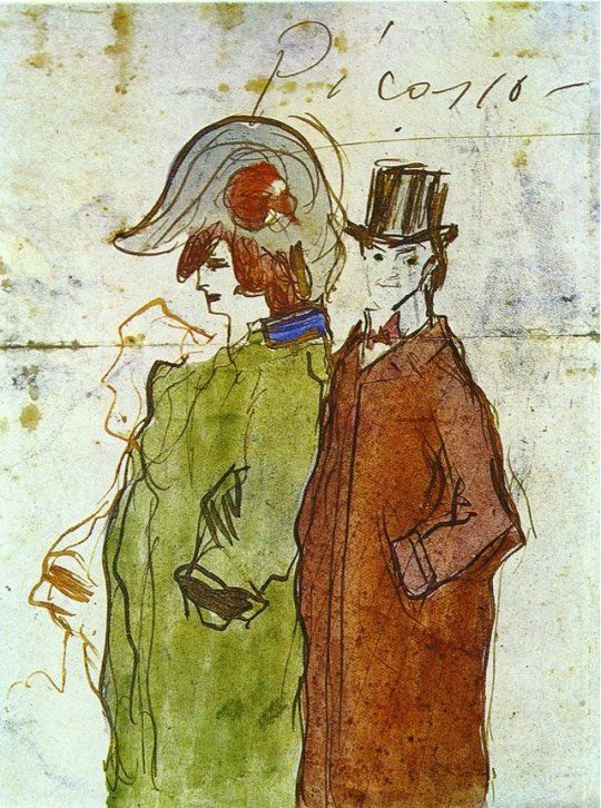 540x726 Picasso With Partner, 1901, Pablo Picasso Size 17.3x13 Cm Medium