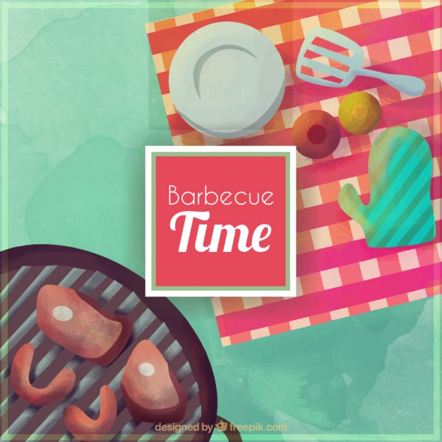 626x626 Watercolor Picnic And Barbecue Background Stock Images