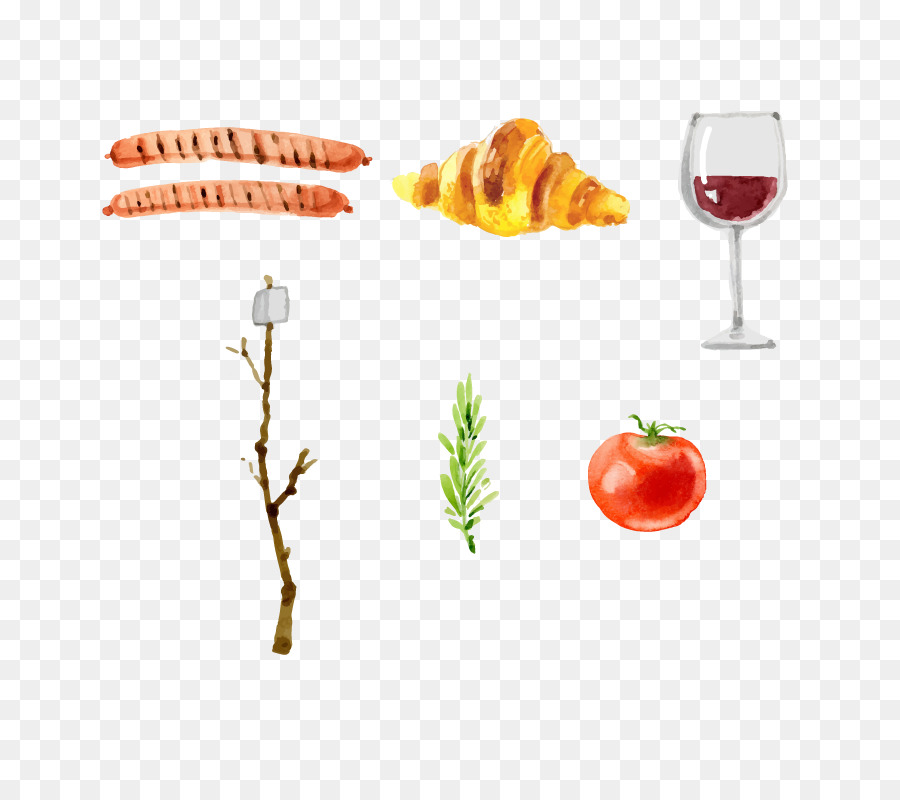 900x800 Barbecue Watercolor Painting Picnic Basket