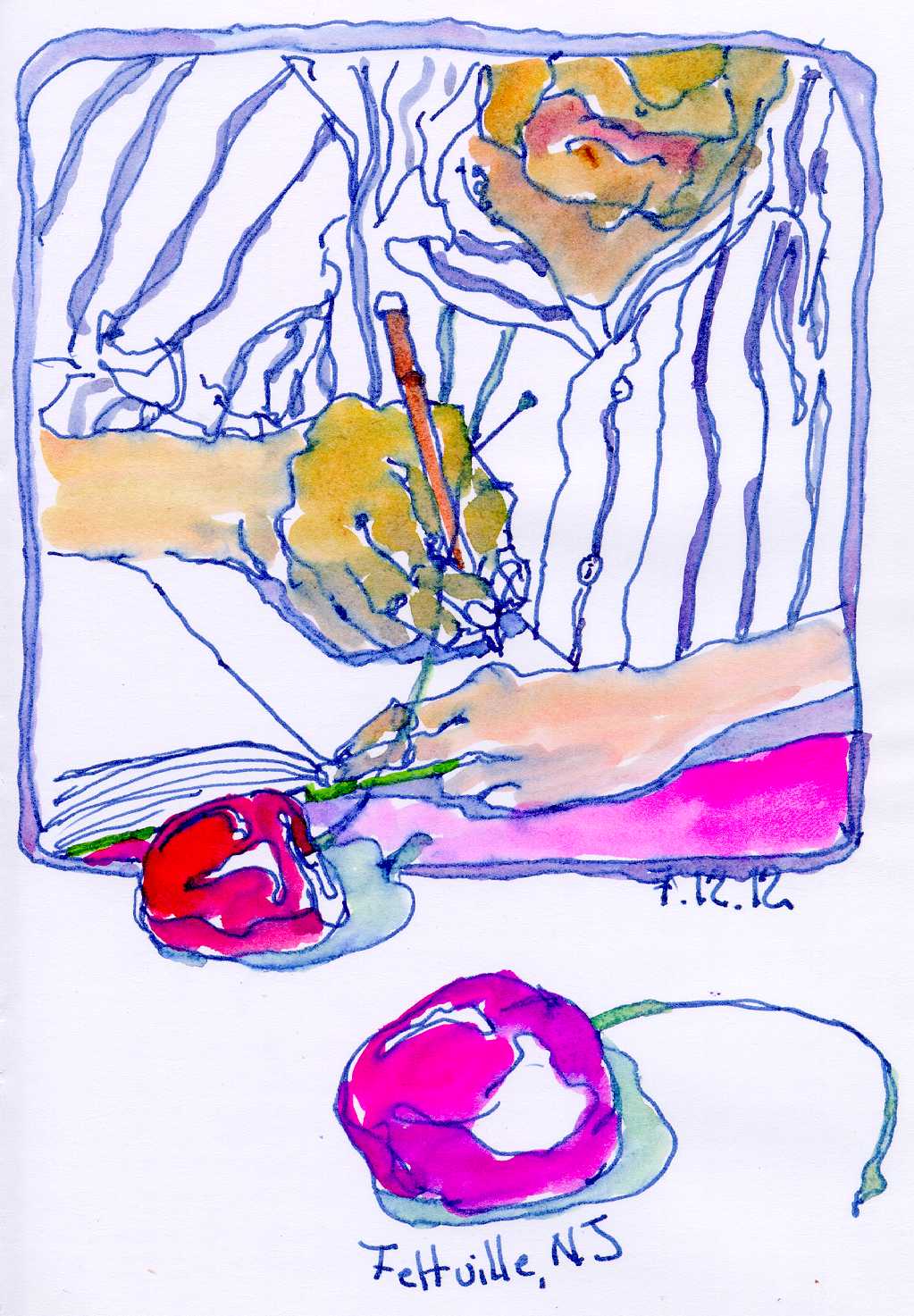 1023x1473 Feltville Picnic Ink Watercolor Dad Writing Poem Chris Carter