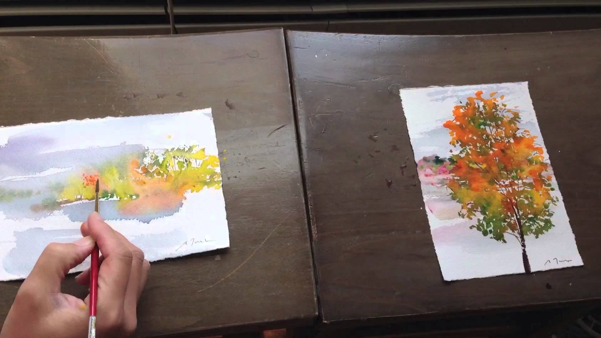 1920x1080 How To Watercolor Mini Paintings Fall Scape 2013
