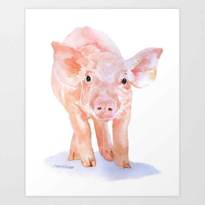 700x700 Pig Watercolor Painting Art Print By Susanwindsor Society6