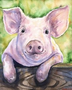 241x300 Pig Watercolor Print Of The Original Watercolor Painting Animal