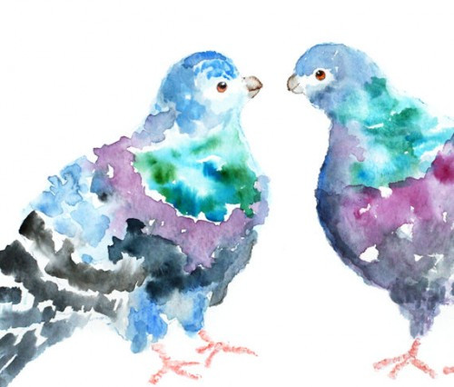 500x426 Colorful Bird Watercolor, Bird Art Print