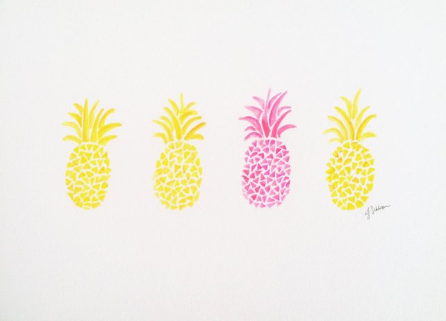 642x462 Original Pineapple Watercolor Painting Pineapple Art Etsy
