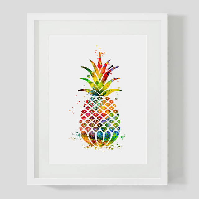 640x640 Watercolor Pineapple Wall Art Print Warmth Nursey Home Decor
