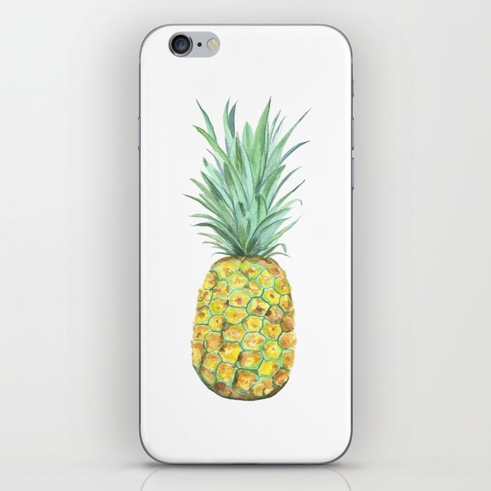 700x700 Pineapple Watercolor Painting Iphone Skin By Littlebirdsartstudio