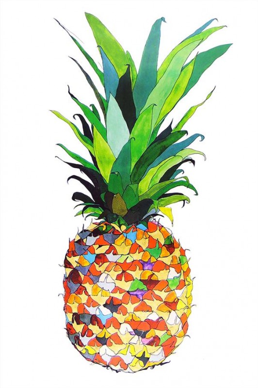 532x800 Botanical Fruit Print Watercolor Painting Pineapple C Wholesale